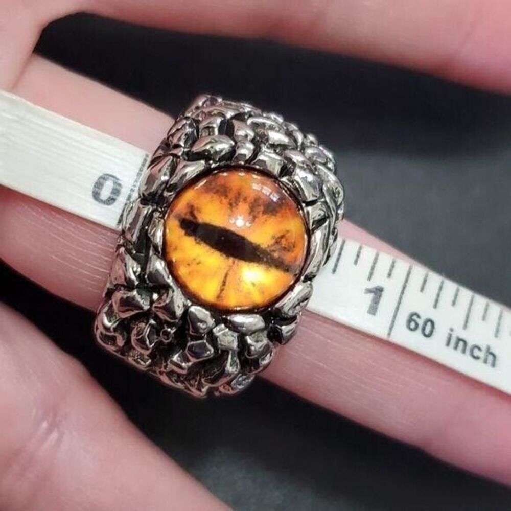 Silver tone orange dragon's eye ring size 12 - Picture 7 of 8